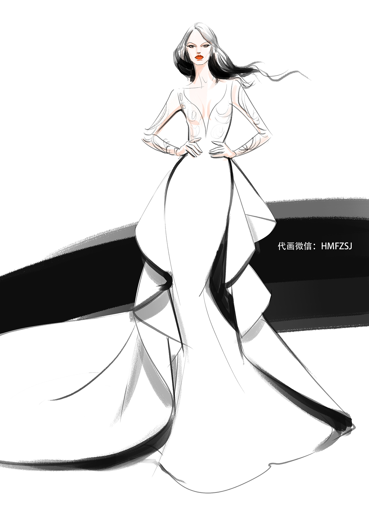 服装效果图手绘（图ZMjQ5NjI5NTc2） - 艺术插画 - 站酷设计师Z80899919原创素材 - 站酷ZCOOL