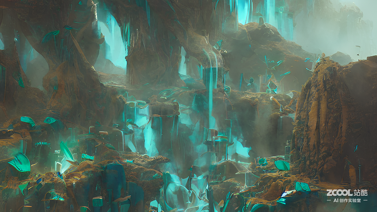#AI创作实验室#根祖文化 人类起源 蓝绿 青铜器 破碎