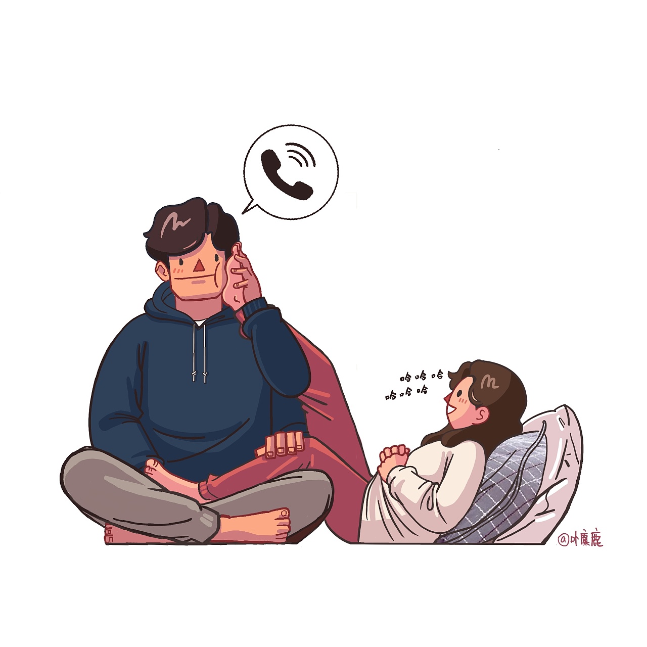 情侣日常|插画|商业插画|twinkle琤_临摹作品-站酷(zcool)