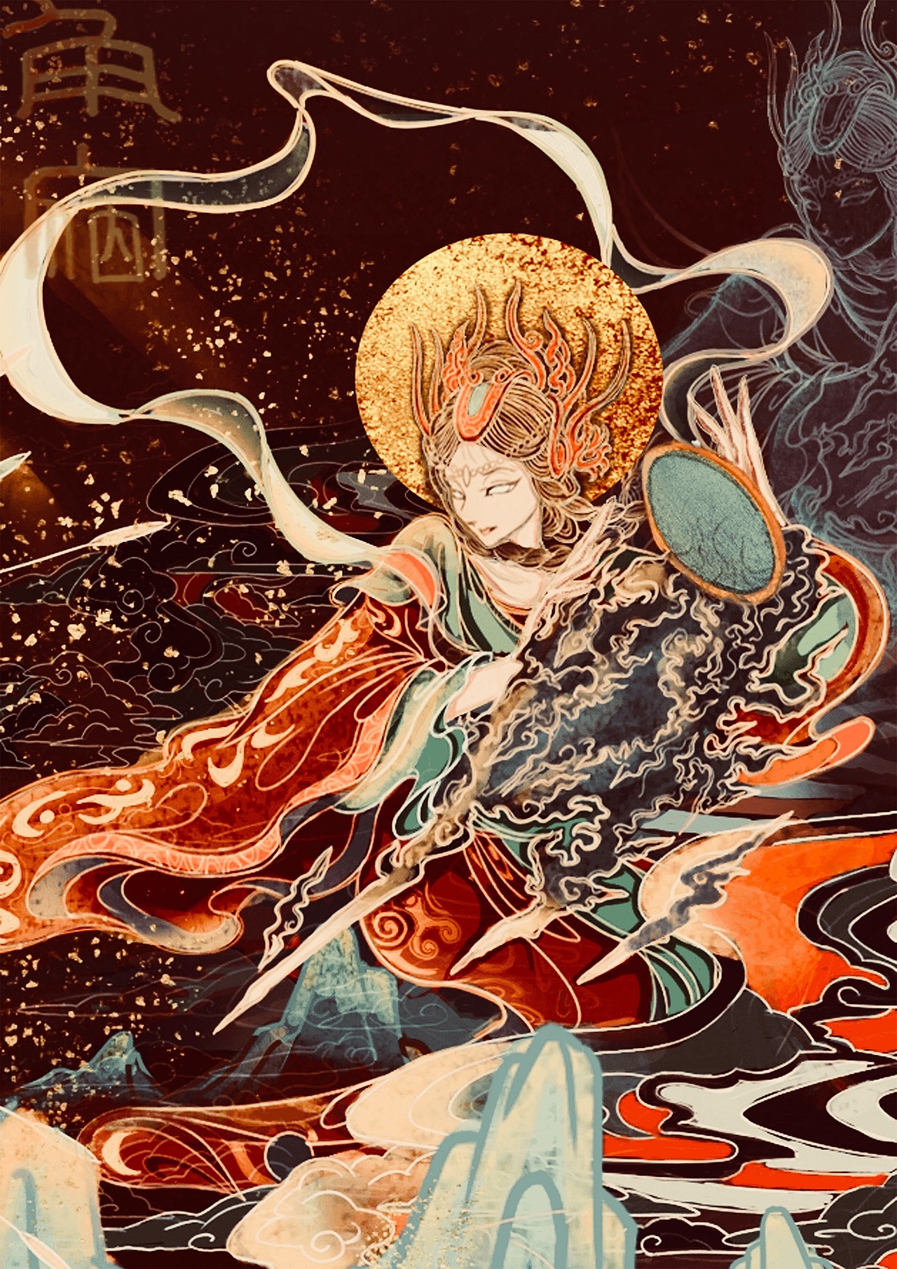 中国神祗雷公电母的插画创作