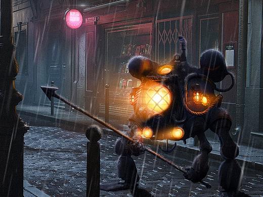 【杰视帮】夜晚的机器人（个人主页-ZMzU4MTYyMjg=） - 海报 - 站酷设计师可我会像奥德修斯原创素材 - 站酷ZCOOL