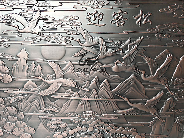 中式仿古铜浮雕屏风 高端镀铜屏风装饰