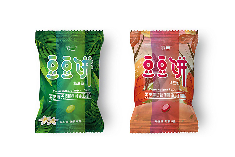 清新风格 绿豆饼红豆饼散装包装袋设计