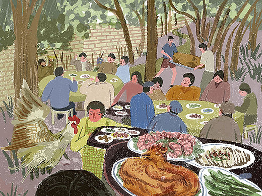 出版物插画-Food&Wine Magazine China村宴专题插画