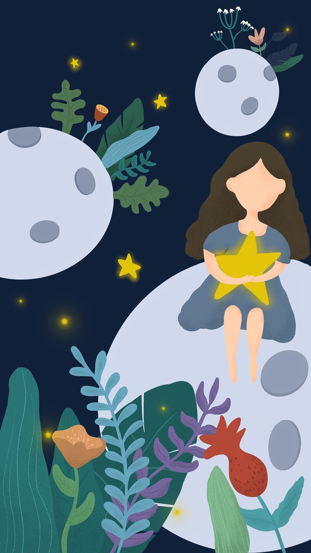 摘星女孩系列插画|插画|商业插画|陈米呀 - 原创作品 - 站酷 (zcool)