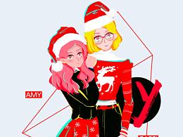 圣诞节/春节服装插画