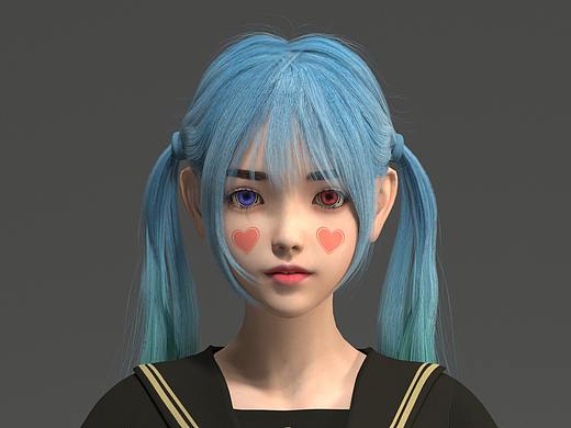 C4D建模 双马尾JK制服少女