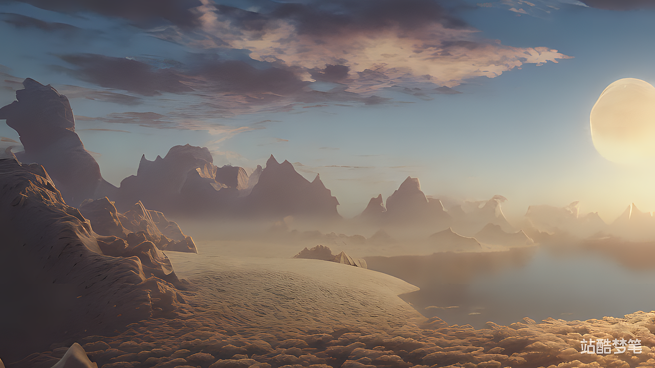 #站酷梦笔#阳光，雪景，云海，纯净，蓝色调，超广角，