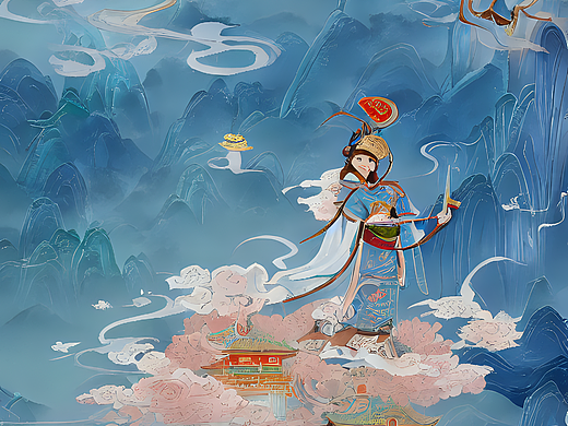 #站酷梦笔#齐天大圣大闹天宫，雷法天尊闻仲现面前