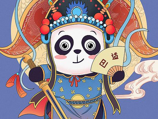 【国潮风熊猫插画】为成都旅游局画的纪念明信片。