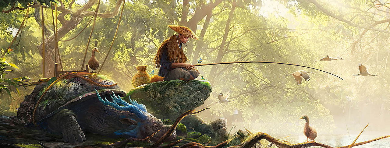 麒麟仙翁釣蘭江－春江水暖（圖ZMjQ5NzMxNzc2） - 創(chuàng)作習作 - 站酷設(shè)計師枯目子原創(chuàng)素材 - 站酷ZCOOL