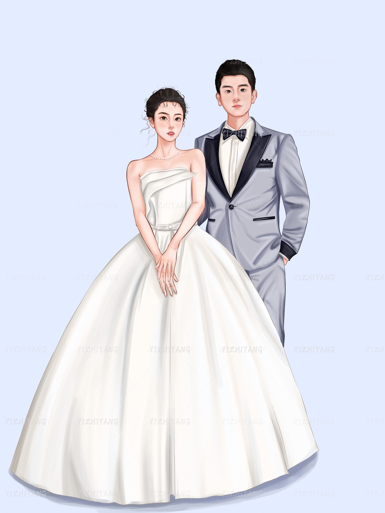 婚礼插画｜手绘婚纱照