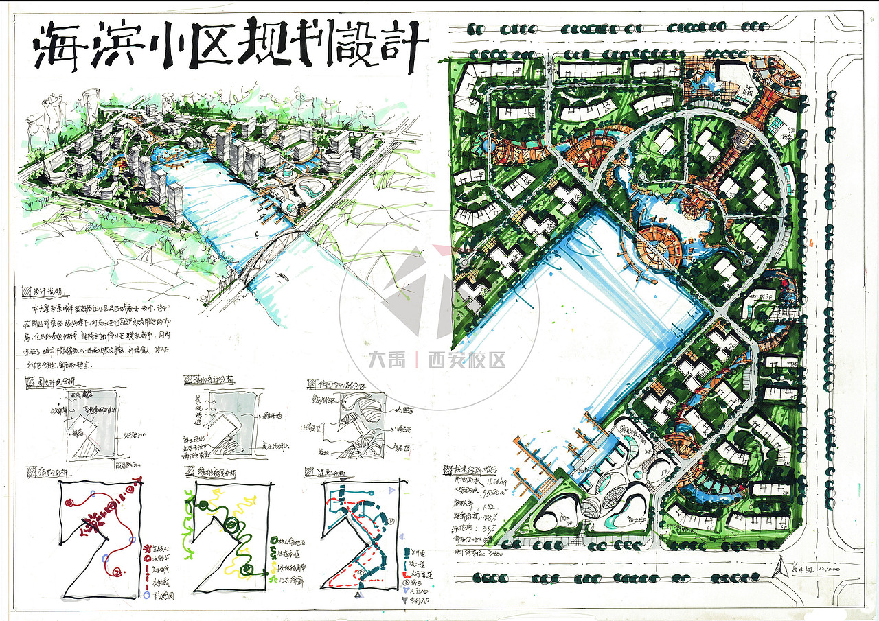 居住区规划设计大禹手绘规划快题优秀作品欣赏