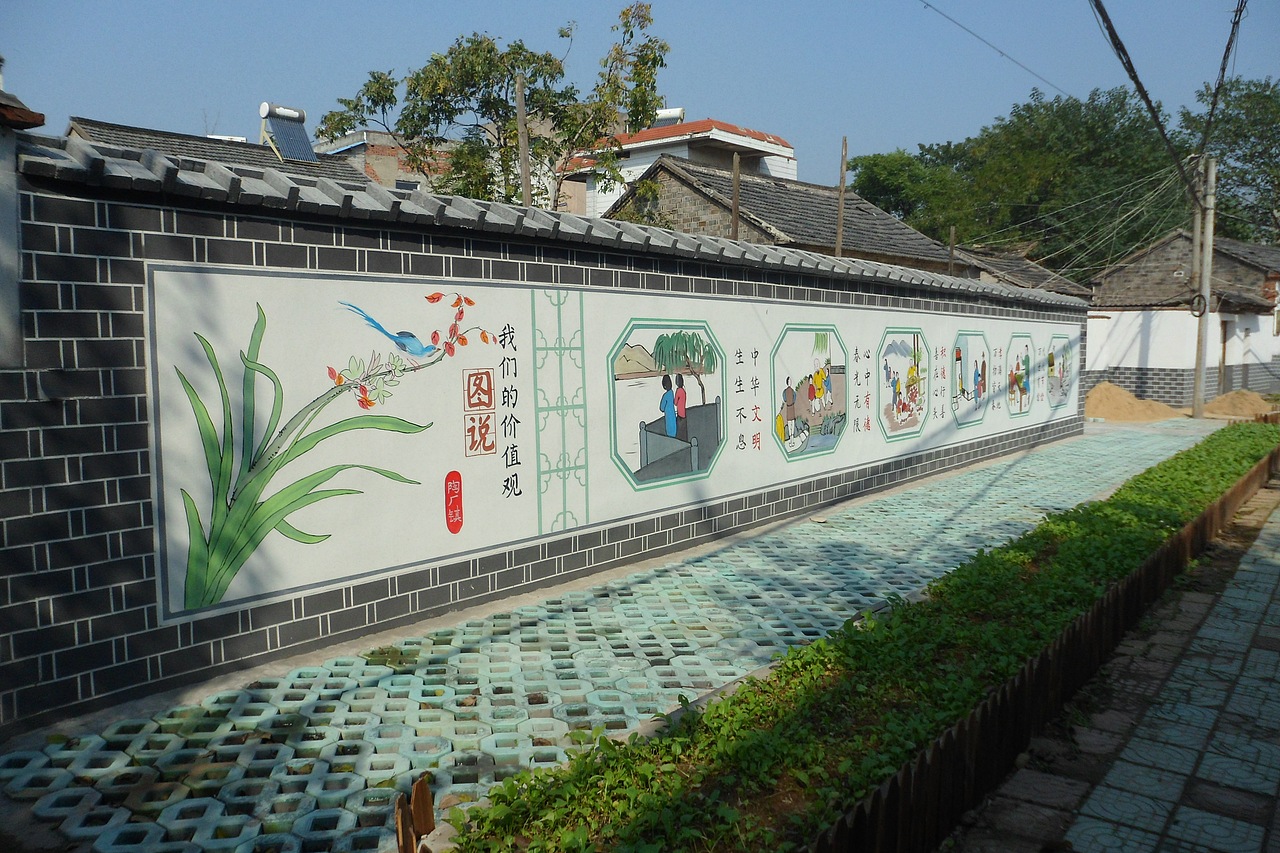 乡镇墙体画、文化墙设计、墙绘制作、美丽乡村墙绘