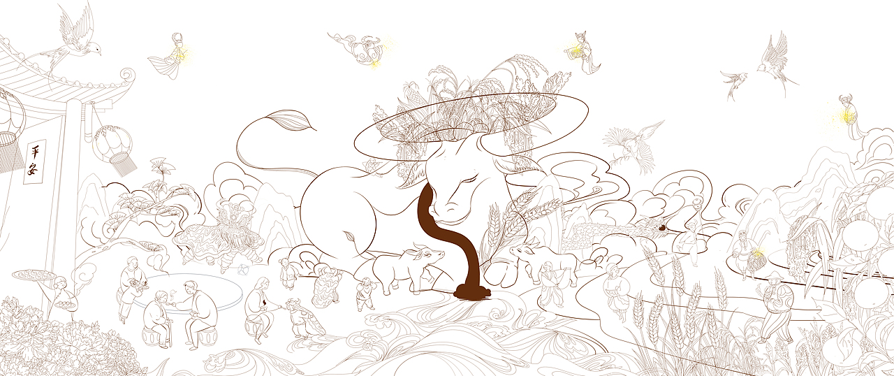 2021牛贺新春（图ZMjM4MDYwMjA4） - 商业插画 - 站酷设计师亦耕原创素材 - 站酷ZCOOL