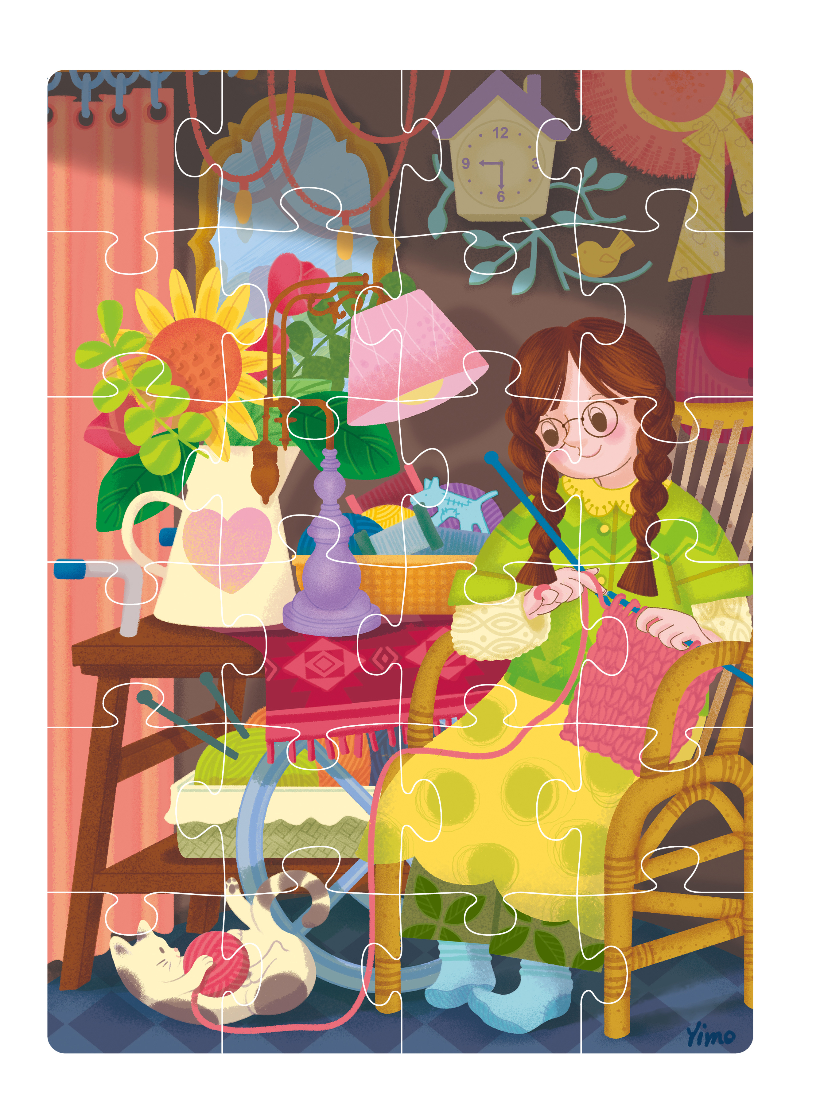 儿童插画(拼图)室内场景～日常