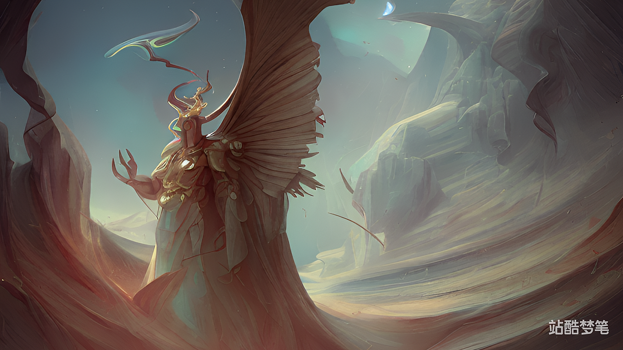 #站酷夢筆#天使戰(zhàn)神，體積光，Peter Mohrbacher作品，（圖ZMzI3NDkzODky） - AI作品 - 站酷設(shè)計師飛視覺設(shè)計工作室原創(chuàng)素材 - 站酷ZCOOL