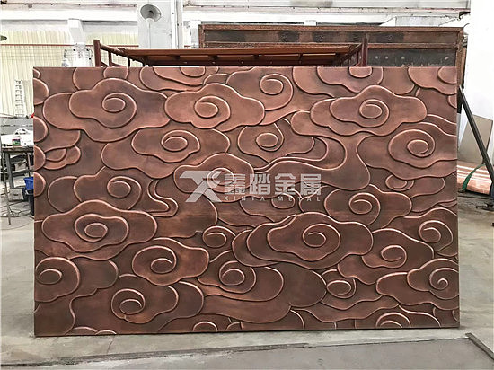 户外墙体浮雕祥云紫铜浮雕/手工敲铜板装饰工程