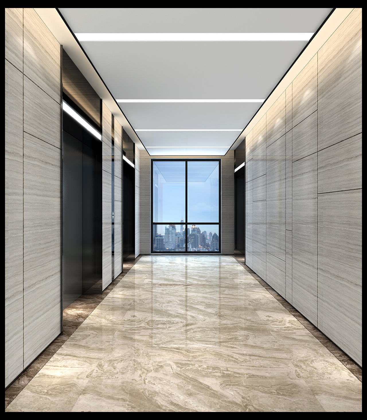 办公楼电梯间装修设计 – 设计本装修效果图