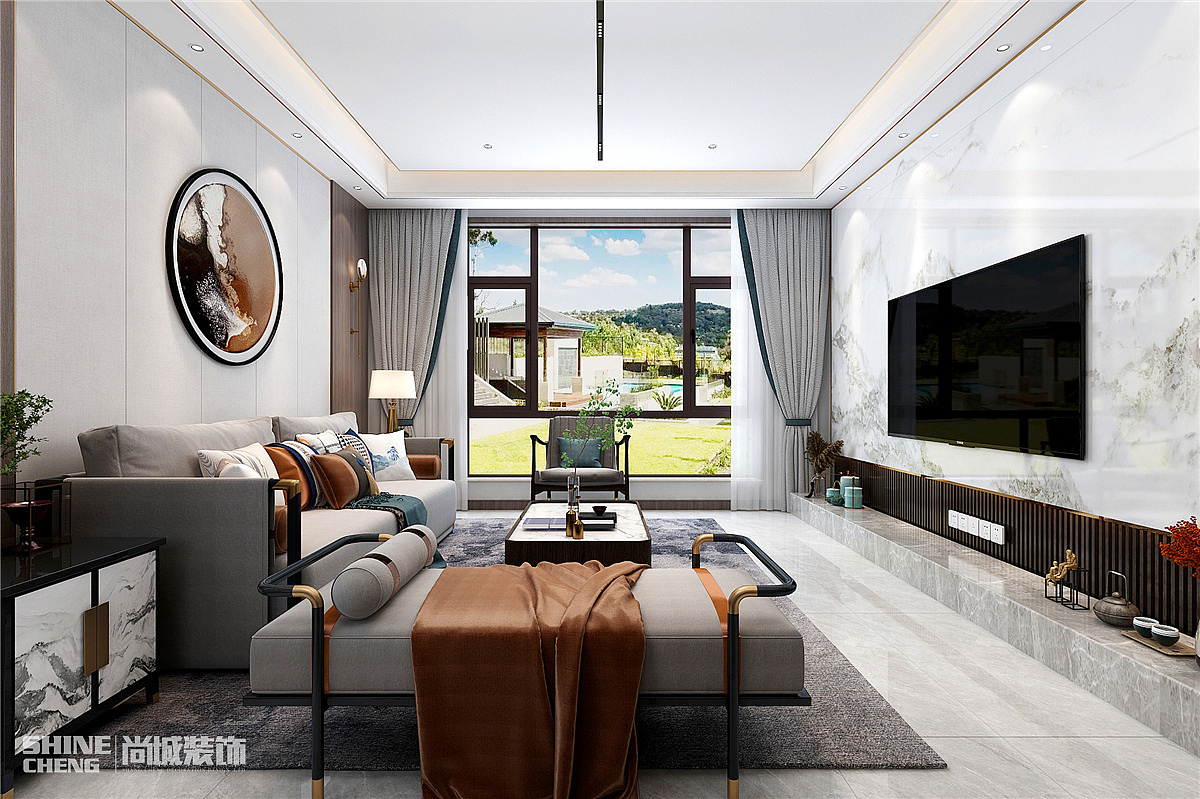 泰安金科桃花源230㎡新中式风格装修设计效果图案例（图ZMjU3Njc5NTgw） - 家装设计 - 站酷设计师泰安尚城装饰原创素材 - 站酷ZCOOL