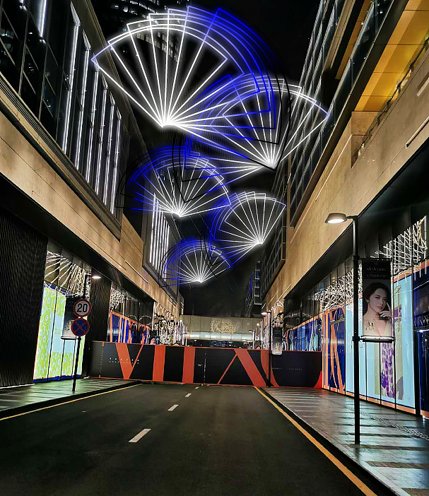 户外街区通道长廊亮化高空过街灯工厂铭星生产过街灯