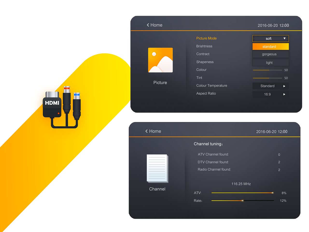 "tcl"低端机多媒体产品ui设计,职务:负责人