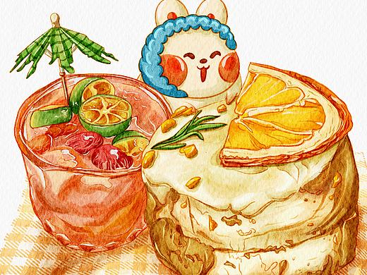 创意手绘水彩甜品、美食