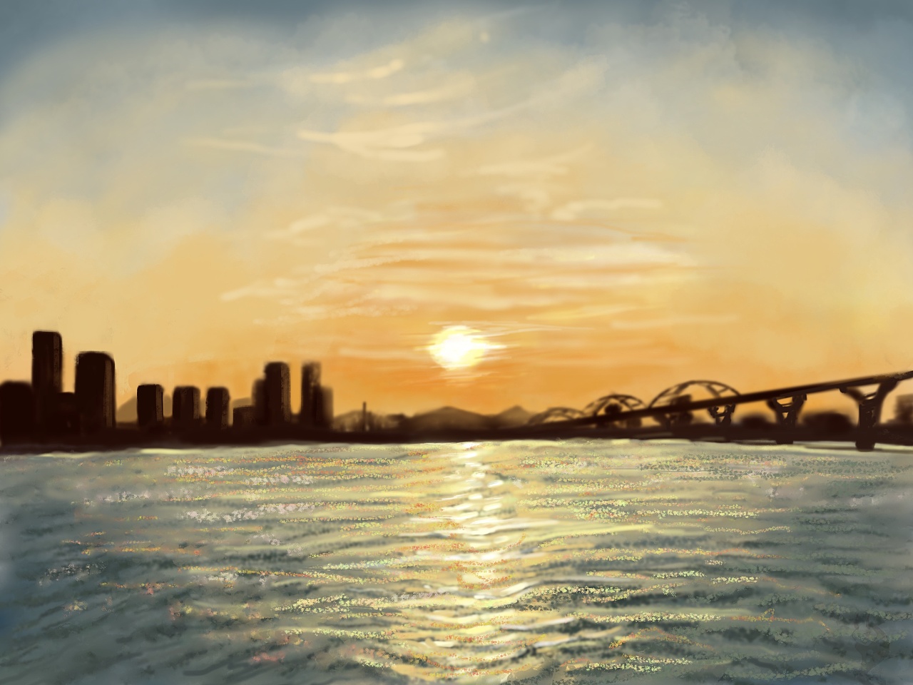 长沙湘江的彷晚|插画|艺术插画|颂阳在画画 - 原创作品 - 站酷 (zcool