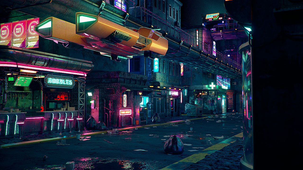赛博朋克街景|三维|场景|蛐蛐在下 - 原创作品 - 站酷 (zcool)