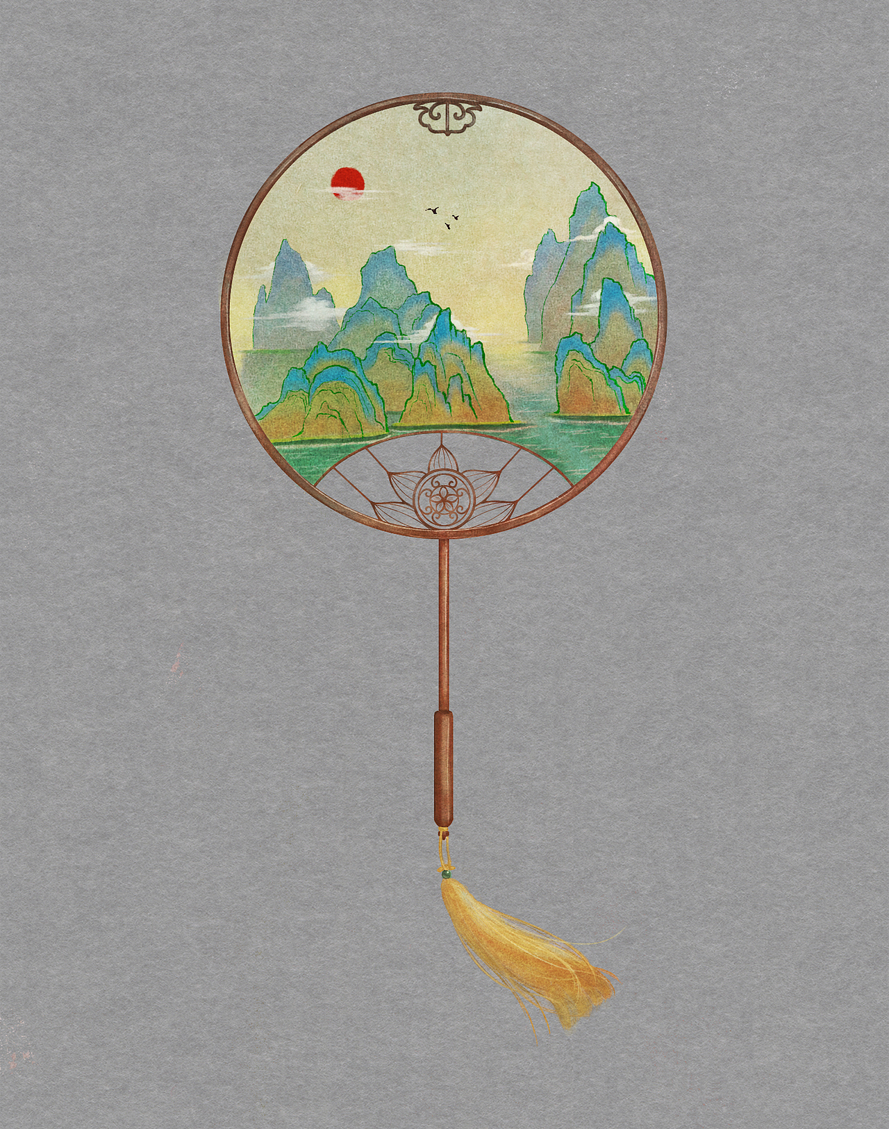 山水团扇|插画|概念设定|碧山留云_原创作品-站酷zcool