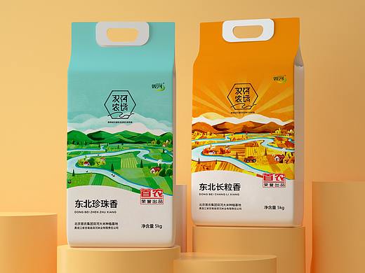 东北大米插画包装设计
