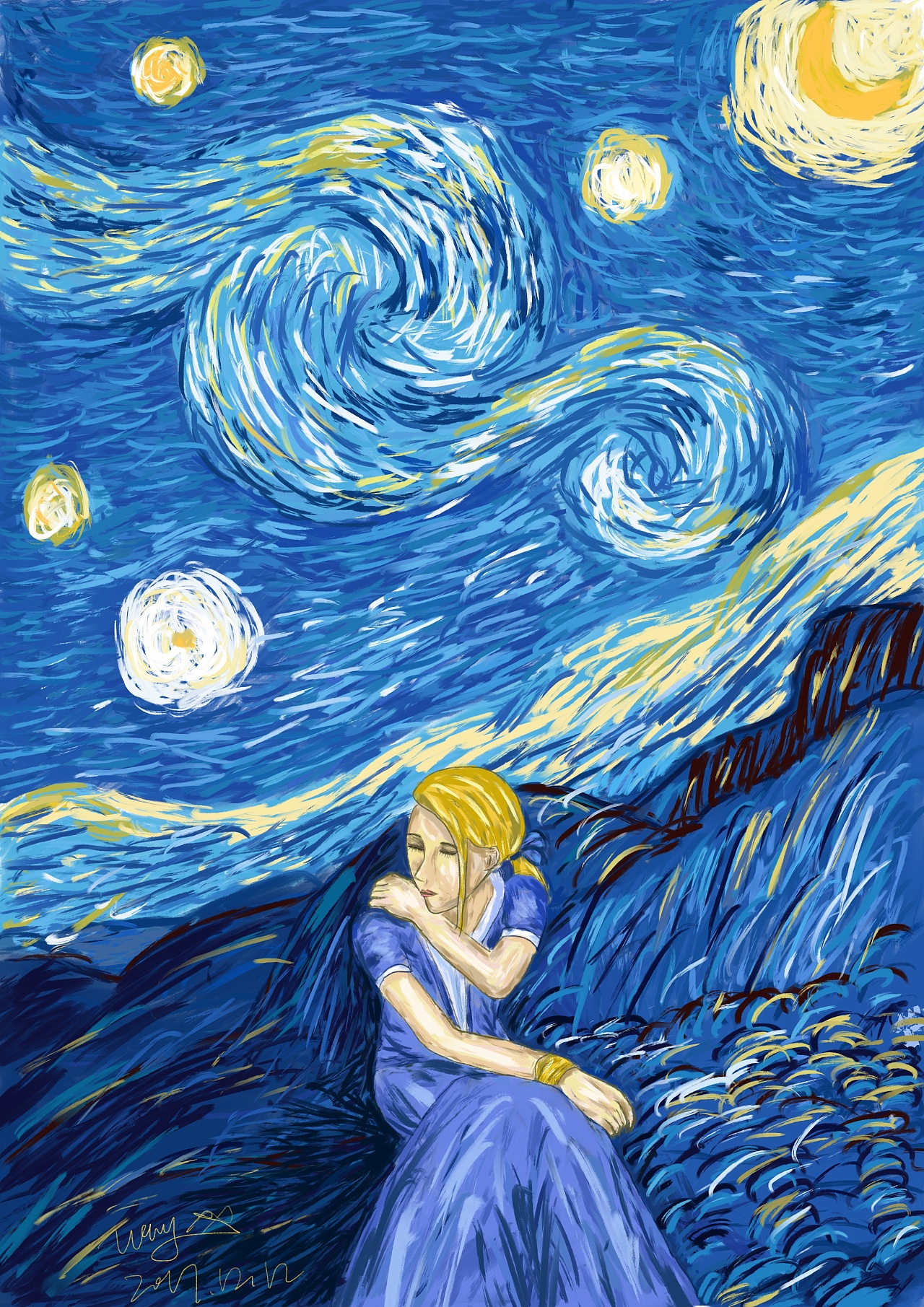 致敬梵高|插画|插画习作|starry7986 - 原创作品 - 站酷 (zcool)