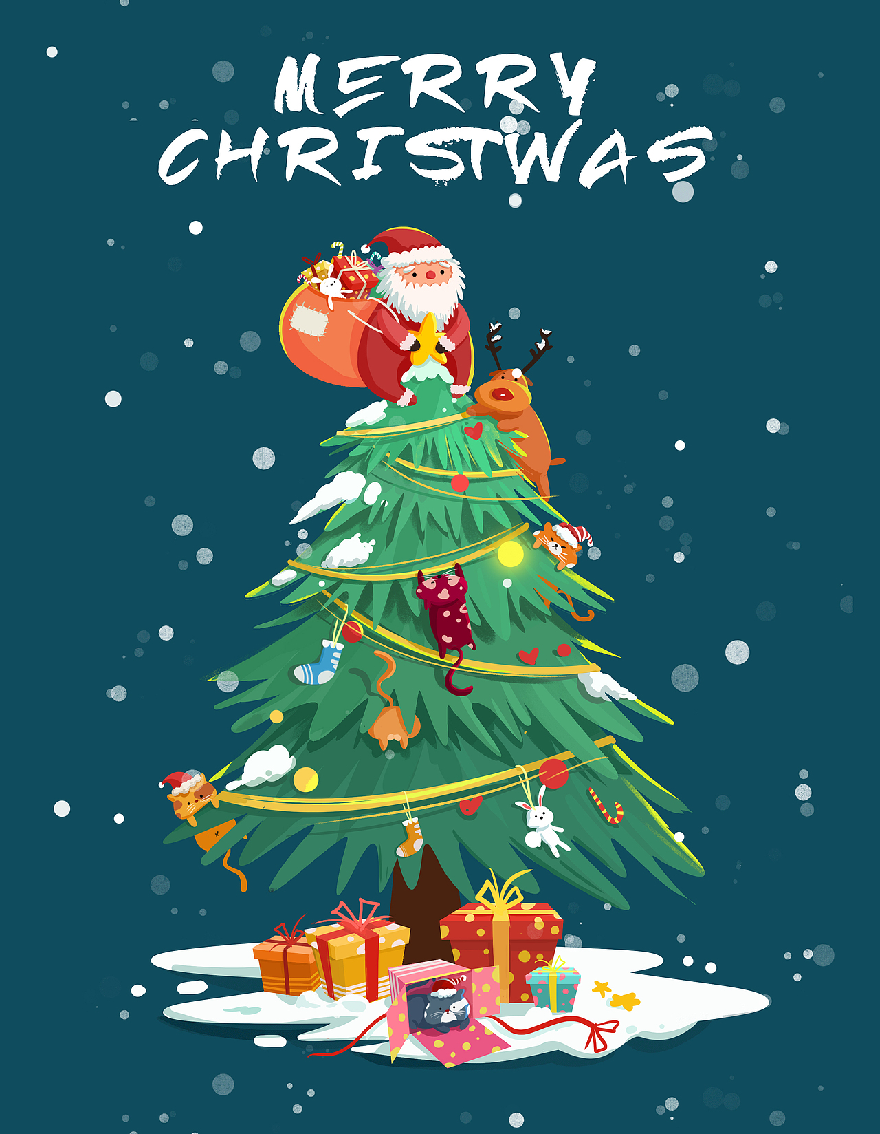 扁平插画——圣诞节（图ZMjgyNjk1MDQ0） - 儿童插画 - 站酷设计师七点笨泡原创素材 - 站酷ZCOOL