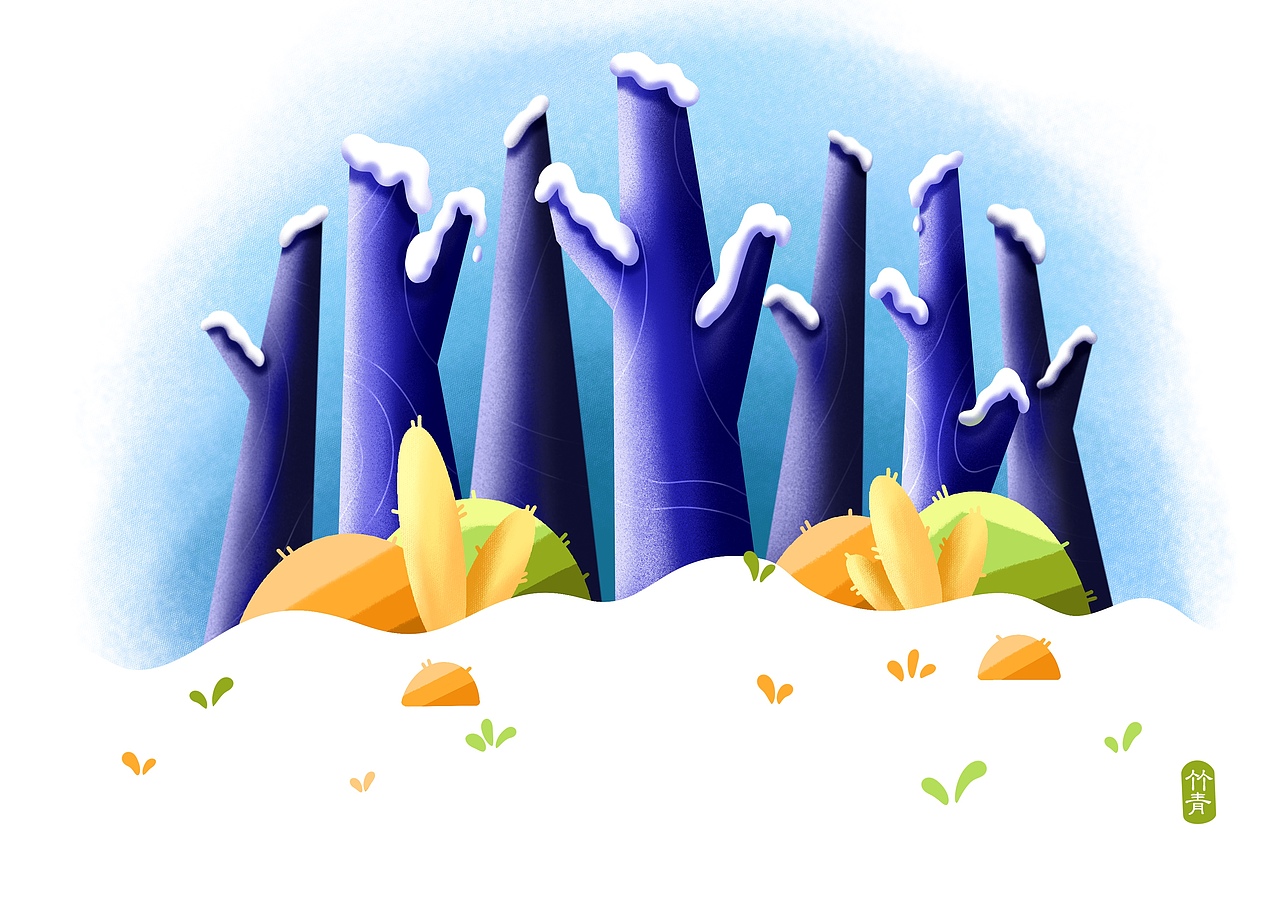雪天小场景插画