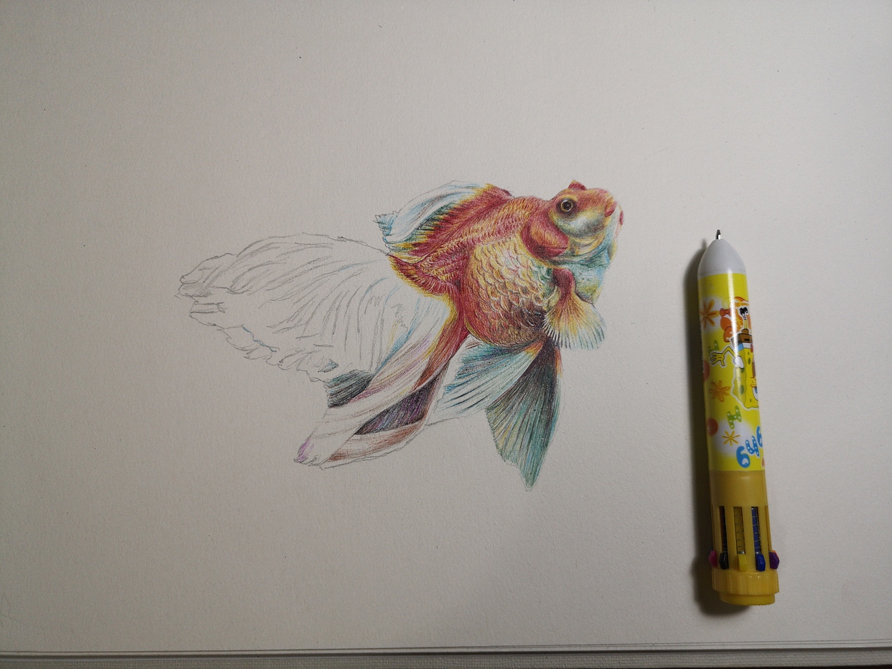 圆珠笔画小金鱼