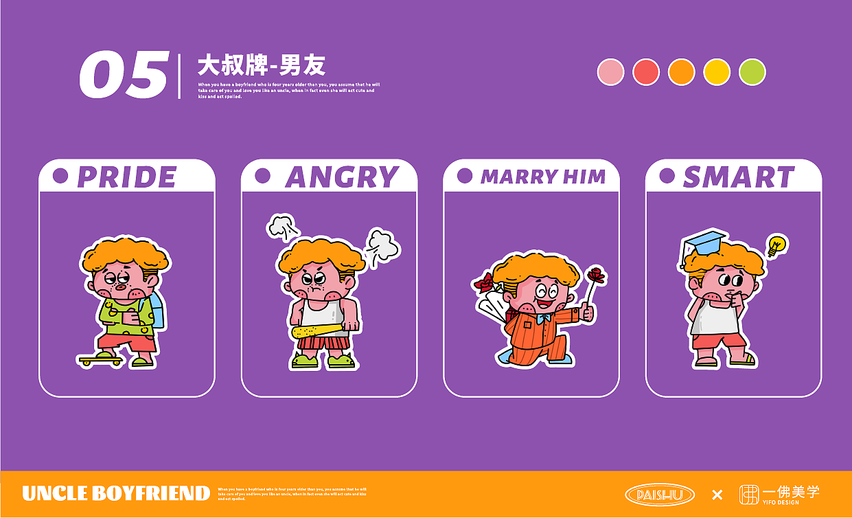 《大叔排男友》ip设计,表情设计