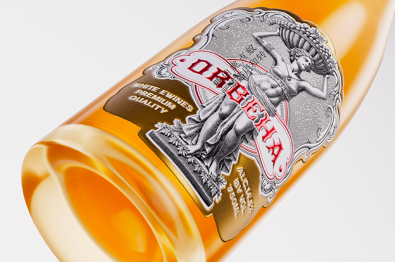 给国外的客户设计的一款白葡萄酒包装