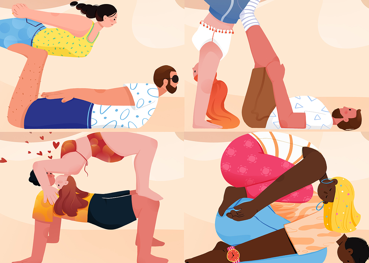 Couple Yoga（图ZMjE5NjI2OTQ0） - 创作习作 - 站酷设计师白开水煮蛋原创素材 - 站酷ZCOOL