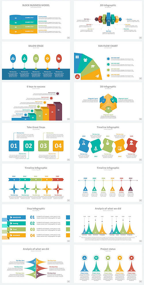 155页商务多种图形图表配色ppt模板