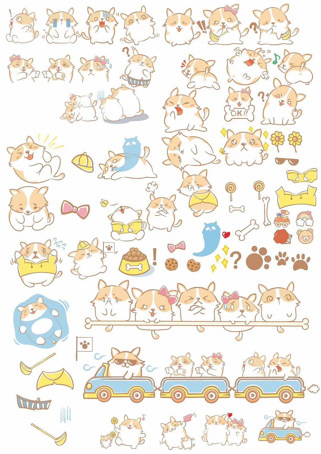 动物贴纸卡通图表情包猫狗插画练习