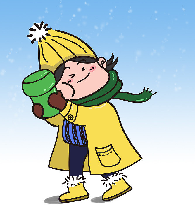 抱保温杯好过冬（图ZMTAxOTk0MjQw） - 艺术插画 - 站酷设计师一渡然原创素材 - 站酷ZCOOL