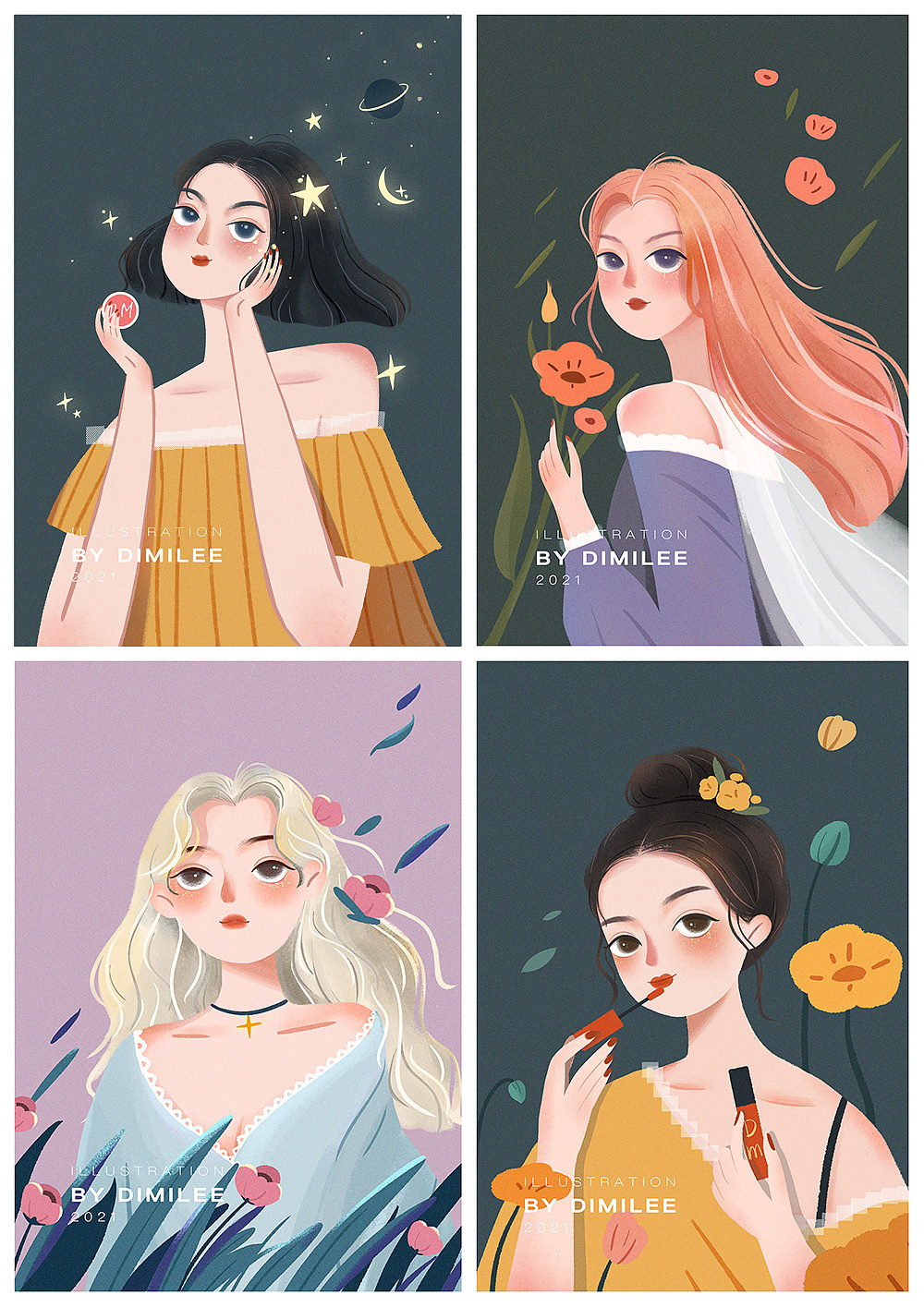 人物插画|爱美的精致女孩合集
