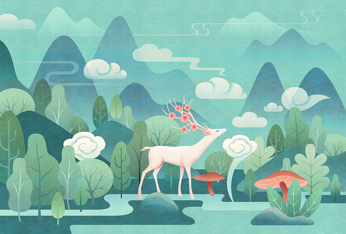 星空和鹿|插画|创作习作|点意 - 原创作品 - 站酷 (ZCOOL)
