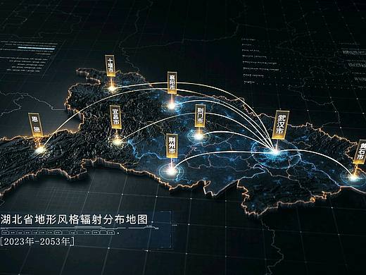 湖北地形地图可视化地图模板