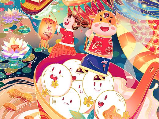 原创国潮元宵节插画
