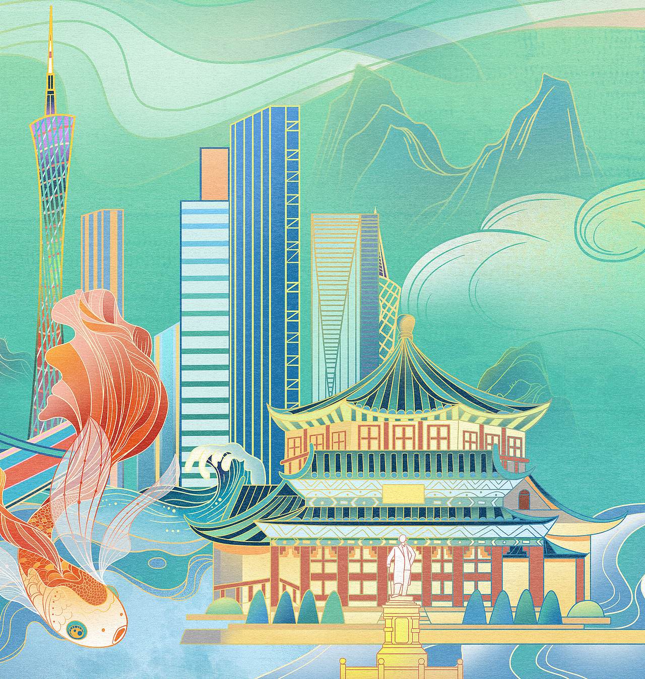 广州~加油!（图ZMjU4NDc5NzI4） - 商业插画 - 站酷设计师ketty仪原创素材 - 站酷ZCOOL