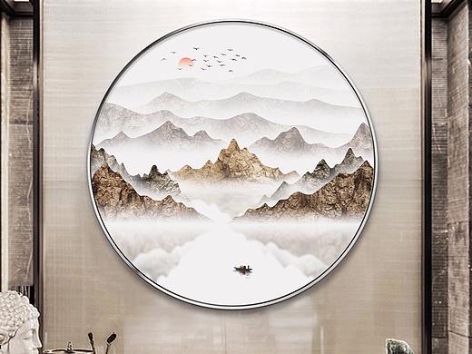 禅意抽象水墨山水画中国风挂画新中式装饰画