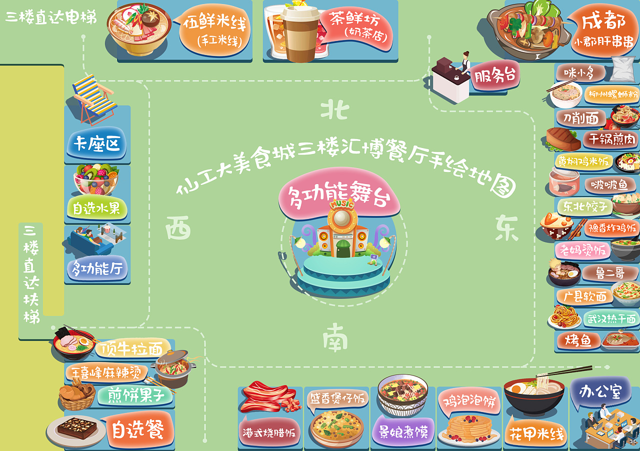 某大学餐厅手绘地图