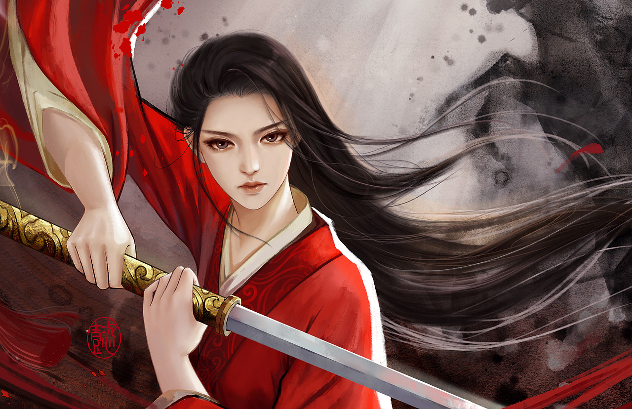 花木兰（图ZMTk0MTUzMzc2） - 艺术插画 - 站酷设计师懿加一原创素材 - 站酷ZCOOL