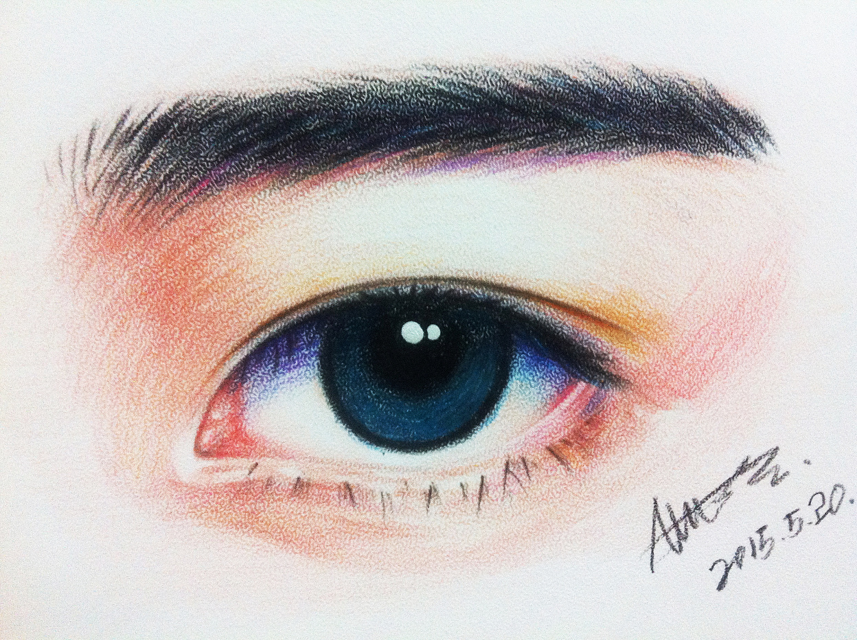 彩色铅笔眼睛练习